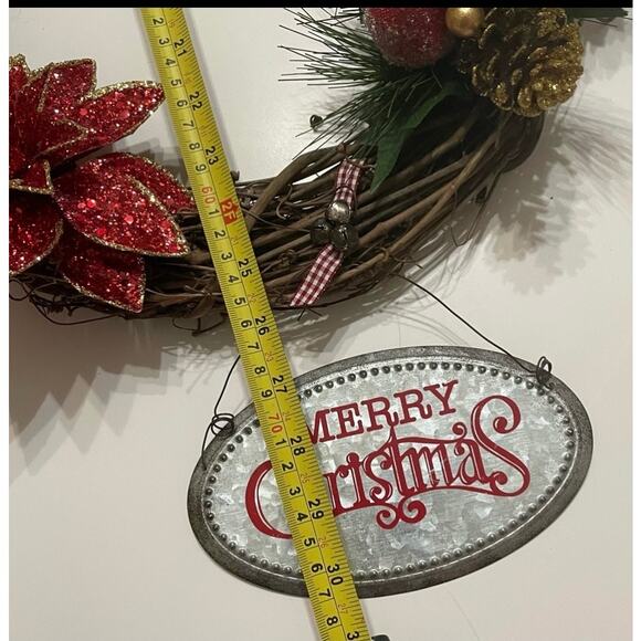 Handcrafted Wreath Grapevine Christmas Owl NWOT - Picture 3 of 12